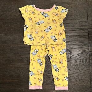 Sunny Yellow Kids Pajama Set with Fun Bluey Design